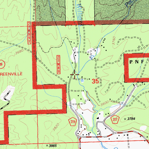 Topographic Map of Pecks Valley Creek, CA