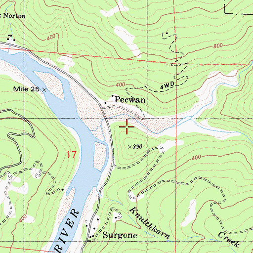 Topographic Map of Pecwan Union School, CA