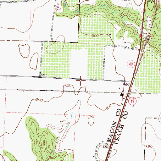 Topographic Map of Beckley Farms Airport, GA