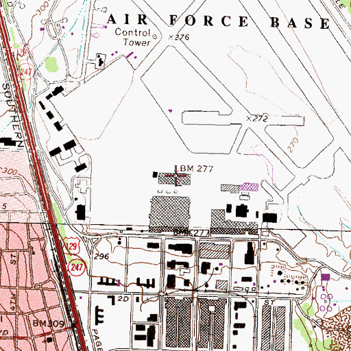 Topographic Map of Robins Air Force Base, GA