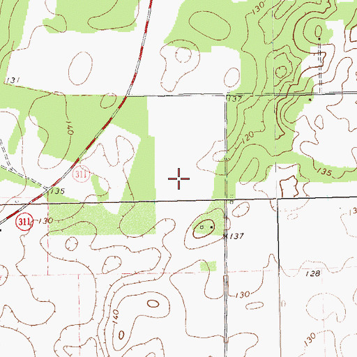 Topographic Map of Brock Airpark, GA