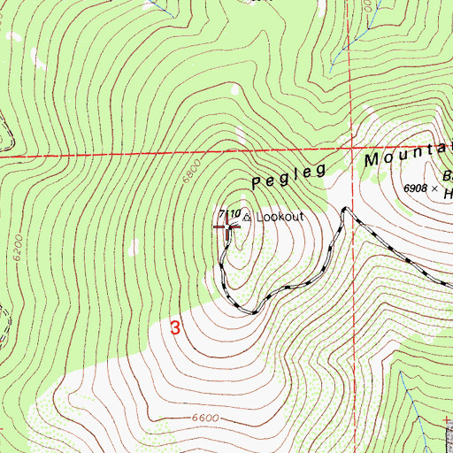 Topographic Map of Pegleg Lookout, CA