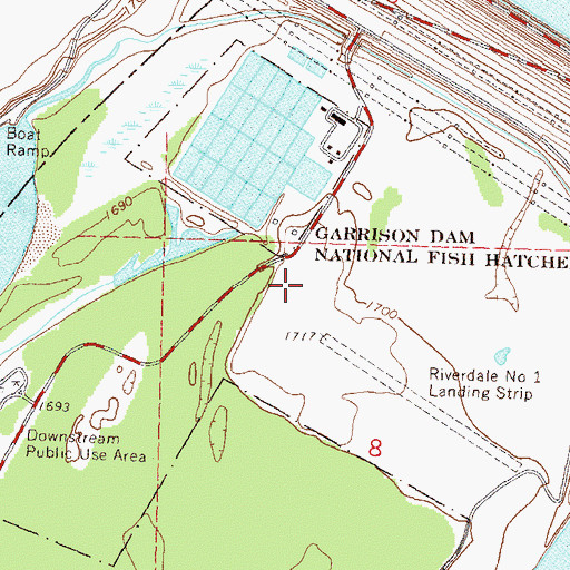 Topographic Map of Garrison Dam Recreational Airpark, ND