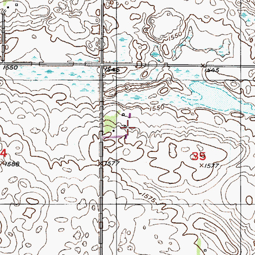 Topographic Map of Risovi Ranch Strip, ND