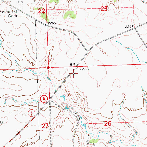 Topographic Map of Fredericks Ranch Airport, ND