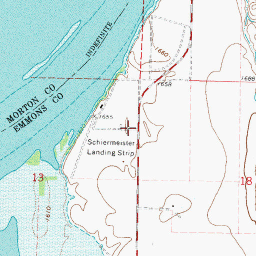 Topographic Map of Schirmeister Private Airport, ND