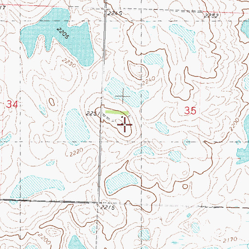 Topographic Map of Berg Strip, ND