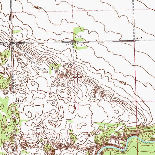 Topographic Map of Odegaard Airport, ND