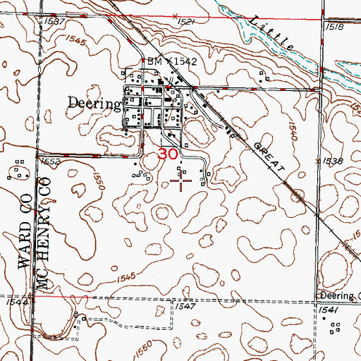 Topographic Map of Millers Airstrip, ND