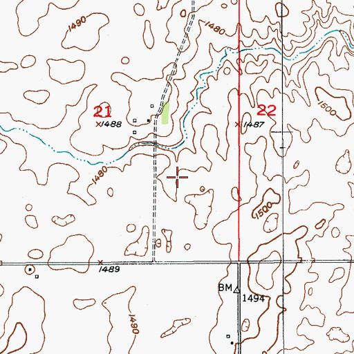 Topographic Map of Liechty Farm Airport, ND