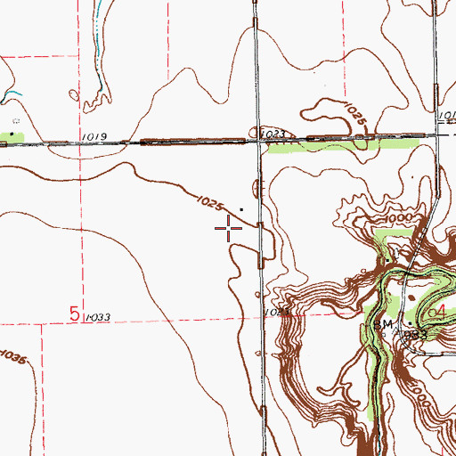 Topographic Map of J Vining Airport, ND