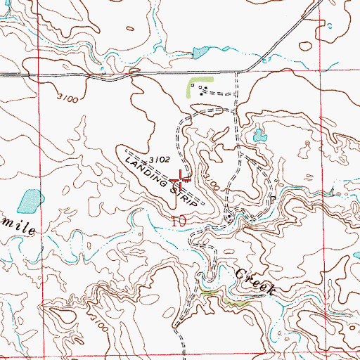 Topographic Map of Vernon Miller Private Airport, ND