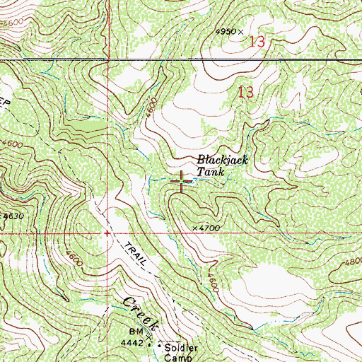 Topographic Map of Blackjack Tank, AZ