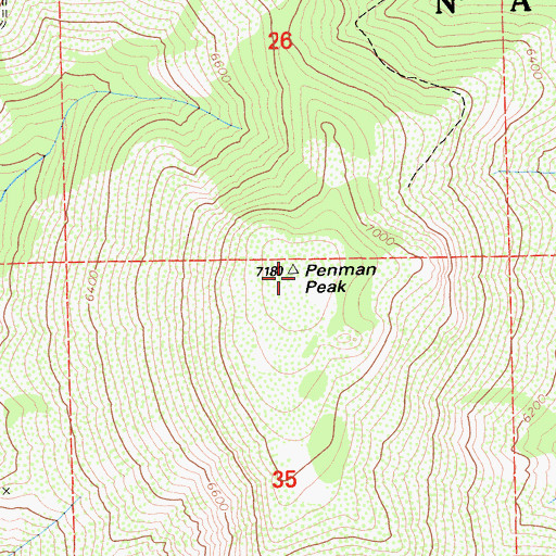 Topographic Map of Penman Peak, CA