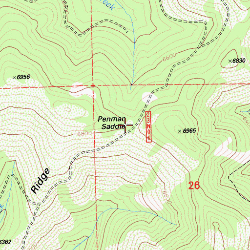 Topographic Map of Penman Saddle, CA