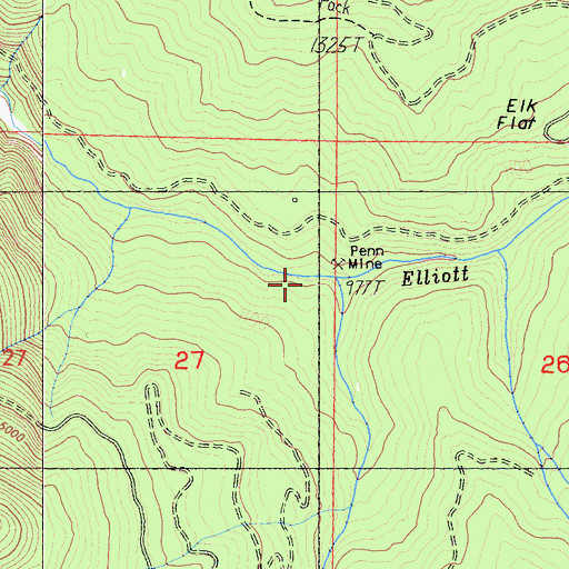 Topographic Map of Penn Mine, CA