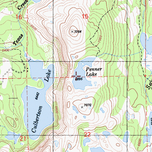 Topographic Map of Penner Lake, CA