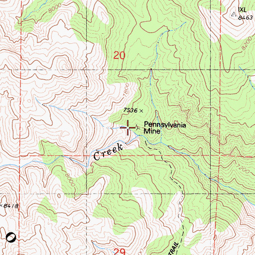 Topographic Map of Pennsylvania Mine, CA