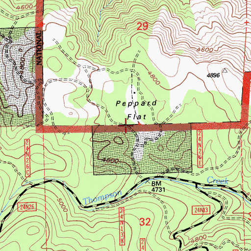 Topographic Map of Peppard Flat, CA