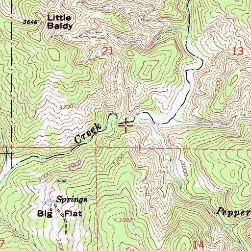 Topographic Map of Pepperwood Creek, CA