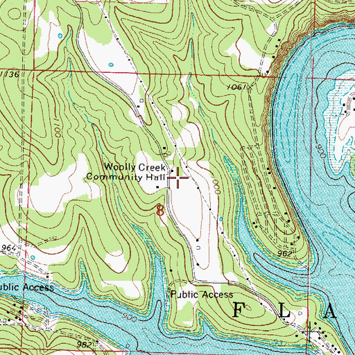 Topographic Map of Wooley Creek School (historical), MO