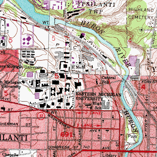 Topographic Map of Alexander Music Building, MI