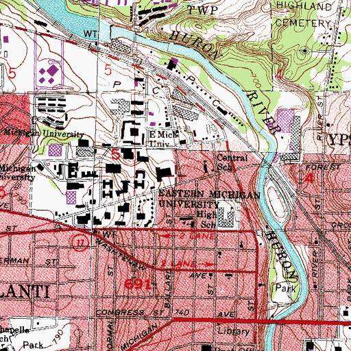 Topographic Map of Coatings Research Institute, MI