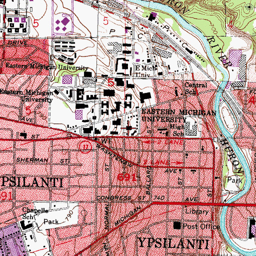 Topographic Map of Pease Auditorium, MI