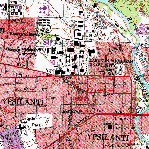 Topographic Map of Boone Hall, MI