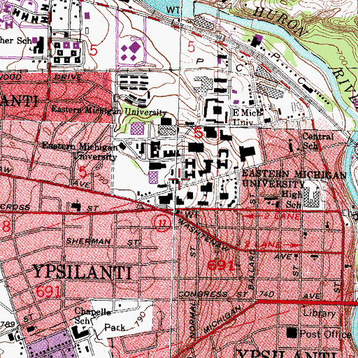 Topographic Map of Starkweather Hall, MI
