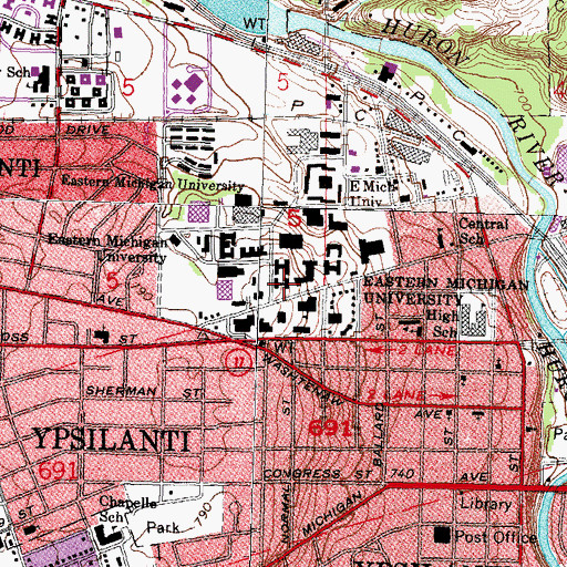 Topographic Map of King Hall, MI