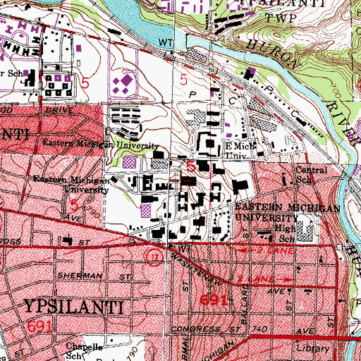 Topographic Map of Porter College of Education, MI