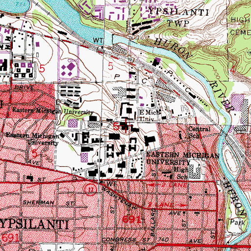Topographic Map of Pray Harrold Building, MI
