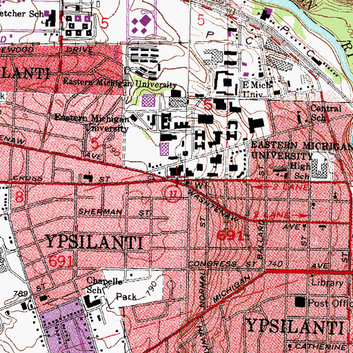 Topographic Map of McKenny Student Union, MI
