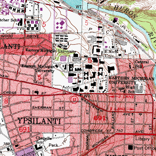 Topographic Map of Hover Building, MI