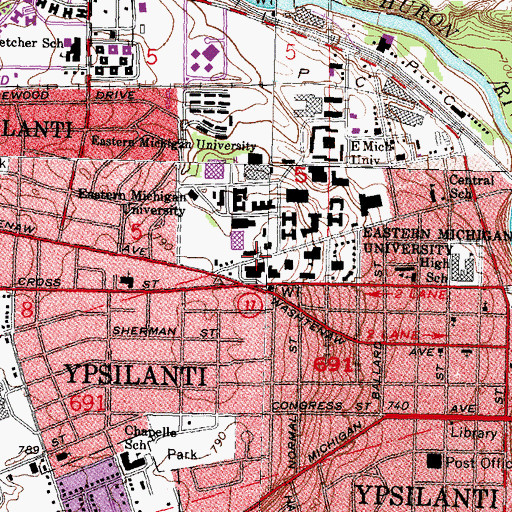 Topographic Map of Briggs Hall, MI