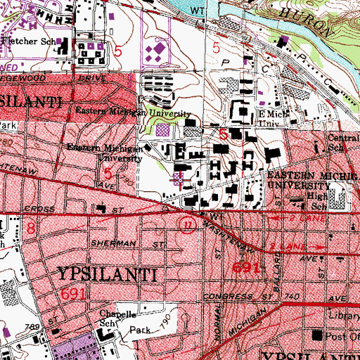Topographic Map of Mark Jefferson Science Building, MI