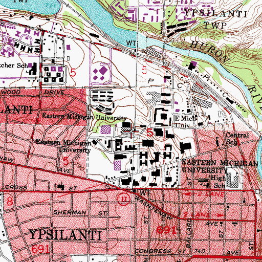 Topographic Map of Bowen Field House, MI