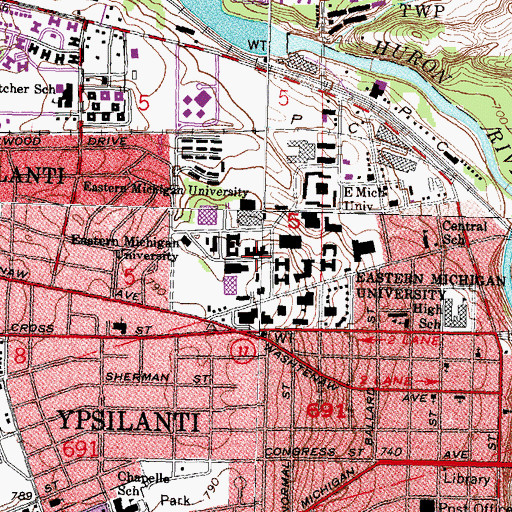 Topographic Map of Rackham Building, MI
