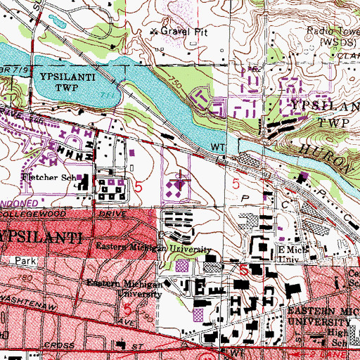 Topographic Map of Hoyt Hall, MI