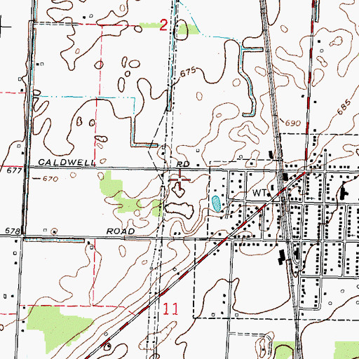 Topographic Map of Bradner Village Park, OH