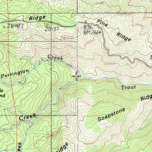 Topographic Map of Perrington Creek, CA