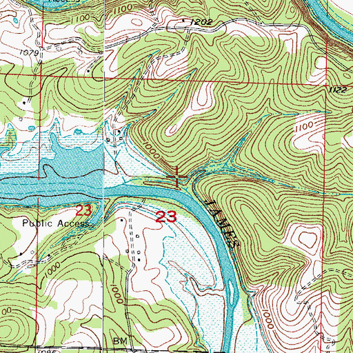 Topographic Map of Carr Ford (historical), MO