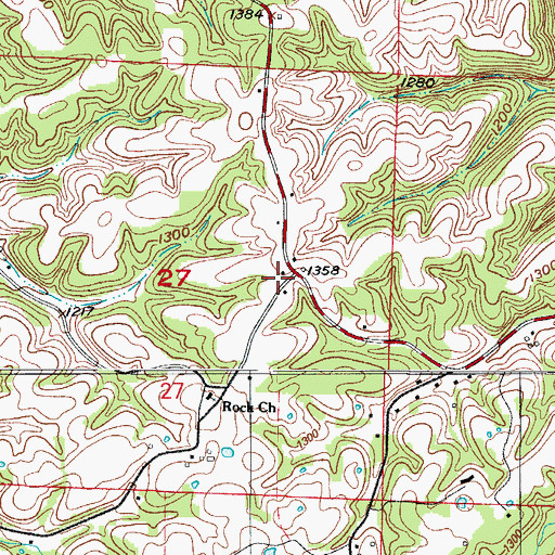 Topographic Map of Bear Den Junction (historical), MO