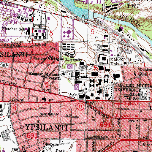 Topographic Map of Munson Residence Hall, MI