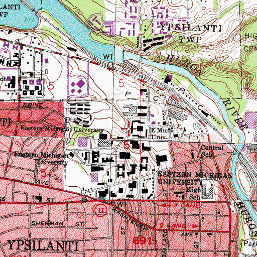 Topographic Map of Buell Residence Hall, MI