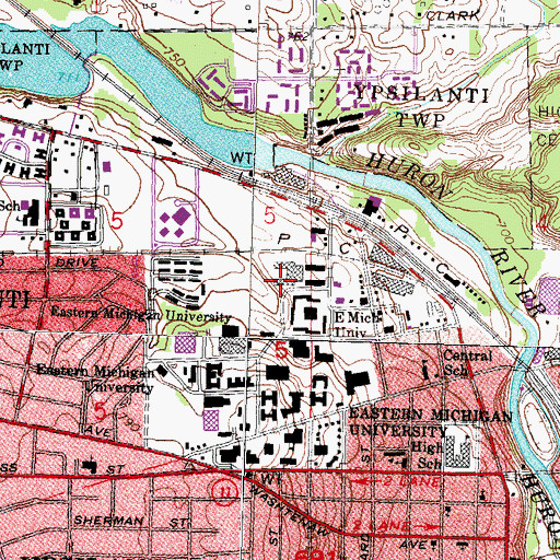 Topographic Map of Sellers Residence Hall, MI