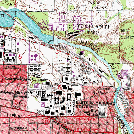 Topographic Map of Putnam Residence Hall, MI