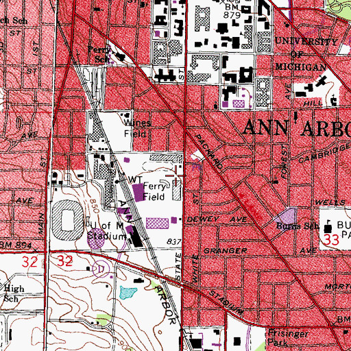 Topographic Map of Ross Academic Center, MI