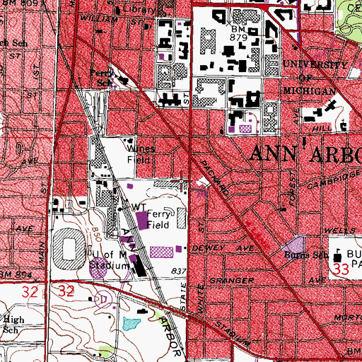 Topographic Map of Keen Arena, MI